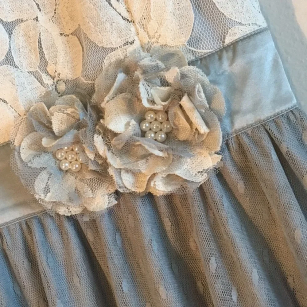 Nwt Tiered Tulle Lace Dress A-line Eyelet Anthropologie Midi Sleeveless Dress - Picture 6 of 10